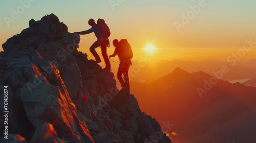 Climbers at Sunset