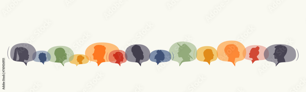 Different people in chat bubbles. Communication concept. Different people in chat bubbles. Communication concept.