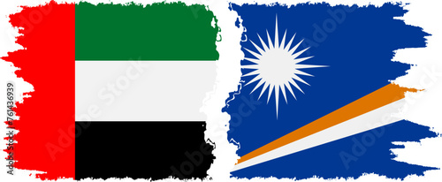 Marshall Islands and United Arab Emirates grunge flags connection vector