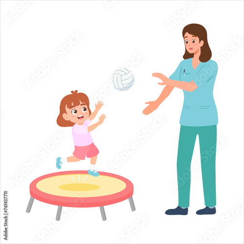 Occupational therapy sensory play treatment for screening development of kids. Concept for pediatric clinic, pediatrician and learning in children. Vector illustration isolated on white background.