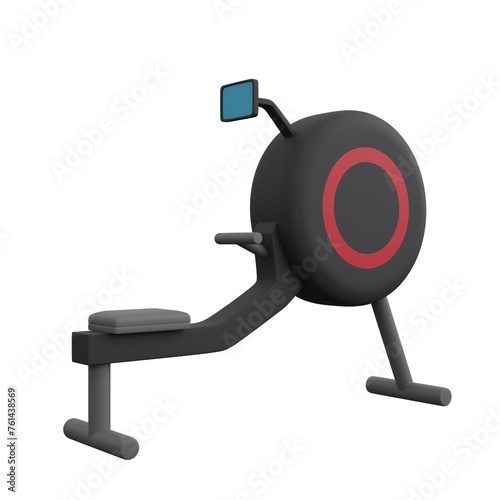 Rowing Machine Gym 3D Render