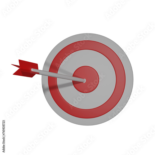 3d Arrow hit the center of target. Target Icon 3D