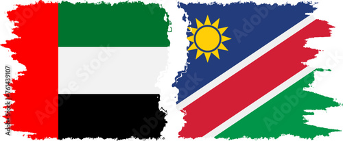 Namibia and United Arab Emirates grunge flags connection vector