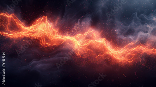A long orange line of fire in space