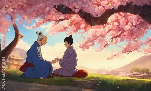 couple sitting on the grass at sunset