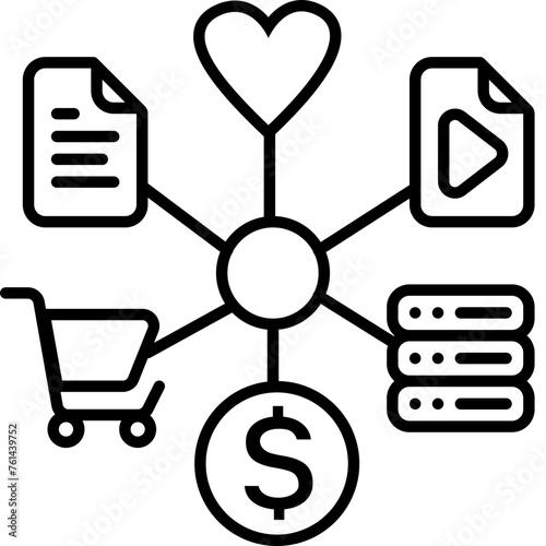 Content & Transit Network, Content Network Icon - Black, Outline