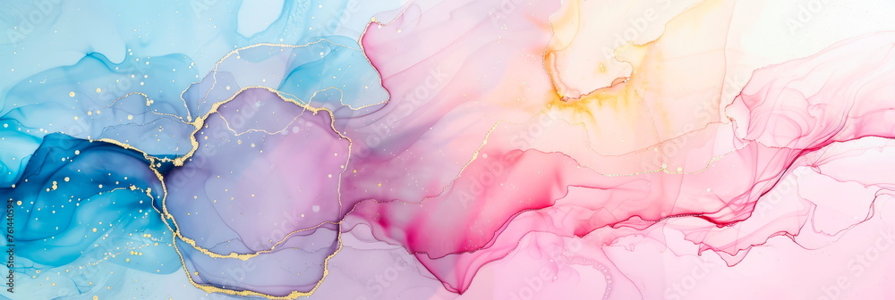 watercolor with marble-inspired patterns and fluid ink details. Generative AI