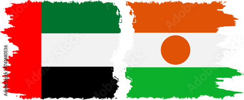 Niger and United Arab Emirates grunge flags connection vector