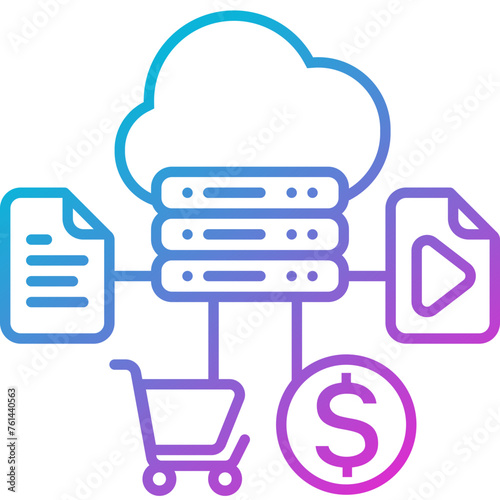 Content & Transit Network, Content Network Icon - Pink, Blue, Gradient, Outline