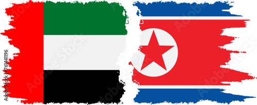 North Korea and United Arab Emirates grunge flags connection vector