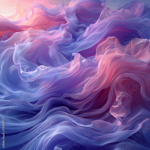 The image is a colorful and abstract representation of a flowing piece of fabric