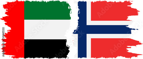 Norway and United Arab Emirates grunge flags connection vector