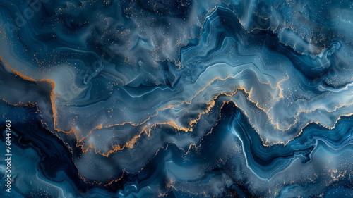 A blue and gold swirl pattern that appears to be made of glitter © CtrlN