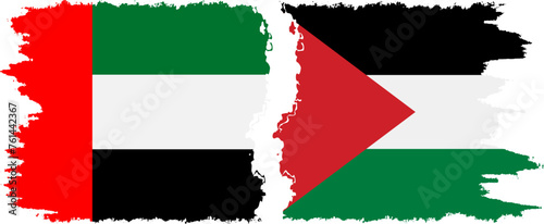 Palestine and United Arab Emirates grunge flags connection vector