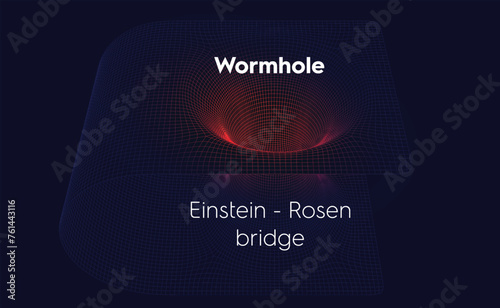 Vector illustration of the Einstein-Rosen bridge also known as wormhole with wireframe mesh