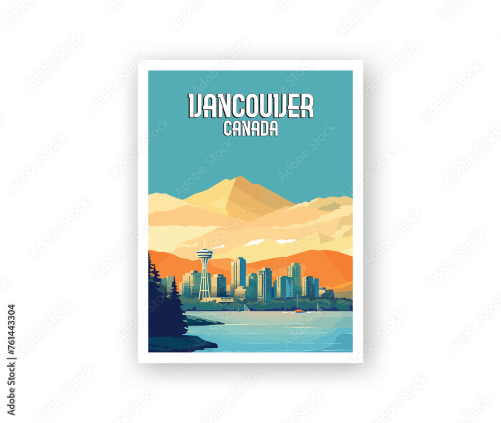 Obraz premium Vancouver, Canada Illustration Art. Travel Poster Wall Art. Minimalist Vector art