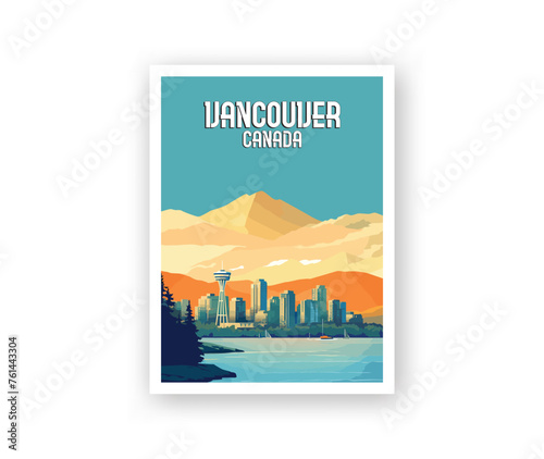 Vancouver, Canada Illustration Art. Travel Poster Wall Art. Minimalist Vector art