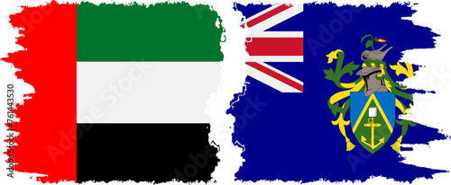 Pitcairn Islands and United Arab Emirates grunge flags connection vector