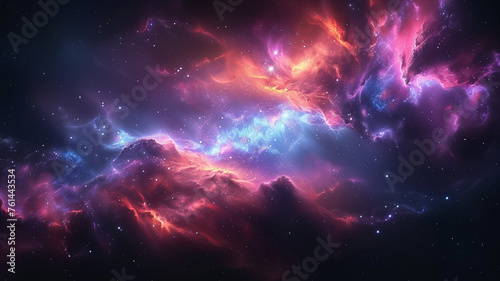 A colorful galaxy with a purple cloud in the middle