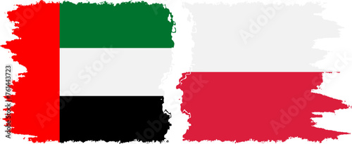 Poland and United Arab Emirates grunge flags connection vector