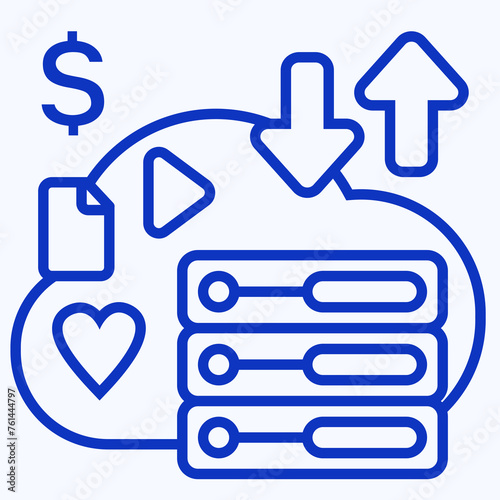 Content & Transit Network, Content Hosting Icon - Blue, Outline