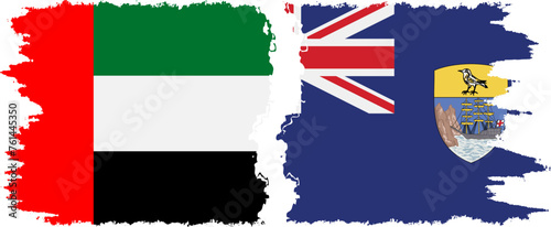 Saint Helena and United Arab Emirates grunge flags connection vector
