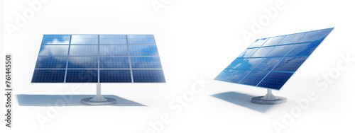 Alternative energy, green energy, solar panel isolated on white background. mixed media, copy space