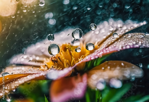 Rinascita sotto la pioggia- Macrofotografia di fiori bagnati photo
