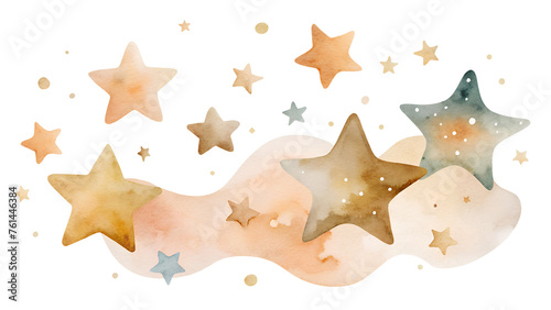 Watercolor illustration with space stars. 
Isolated on transparent background. Perfect for card, postcard, tags, invitation, printing, wrapping, sticker.