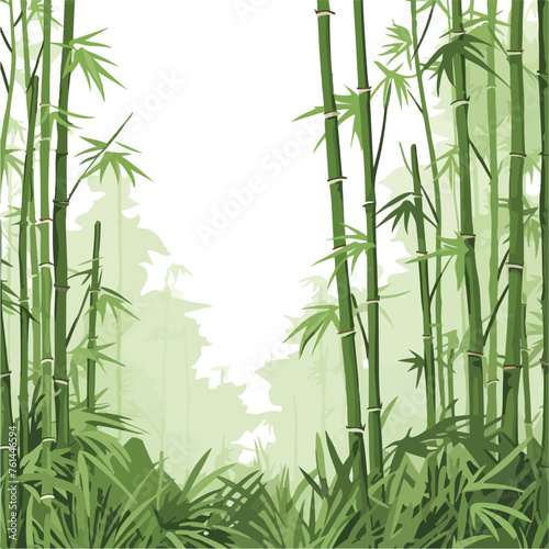 Fototapeta Naklejka Na Ścianę i Meble -  Bamboo forest background in green tones flat vector