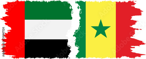 Senegal and United Arab Emirates grunge flags connection vector
