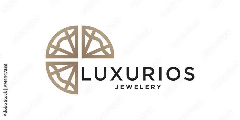 Luxury diamond logo design with a unique concept. Premium Vector