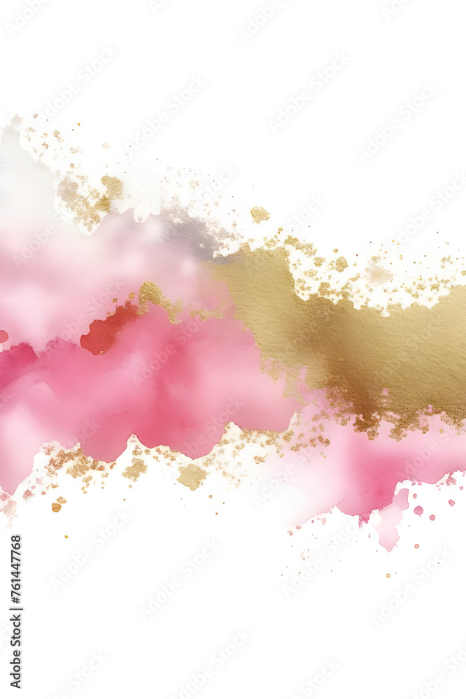 Watercolor frames in pink, gold, beige, white tones