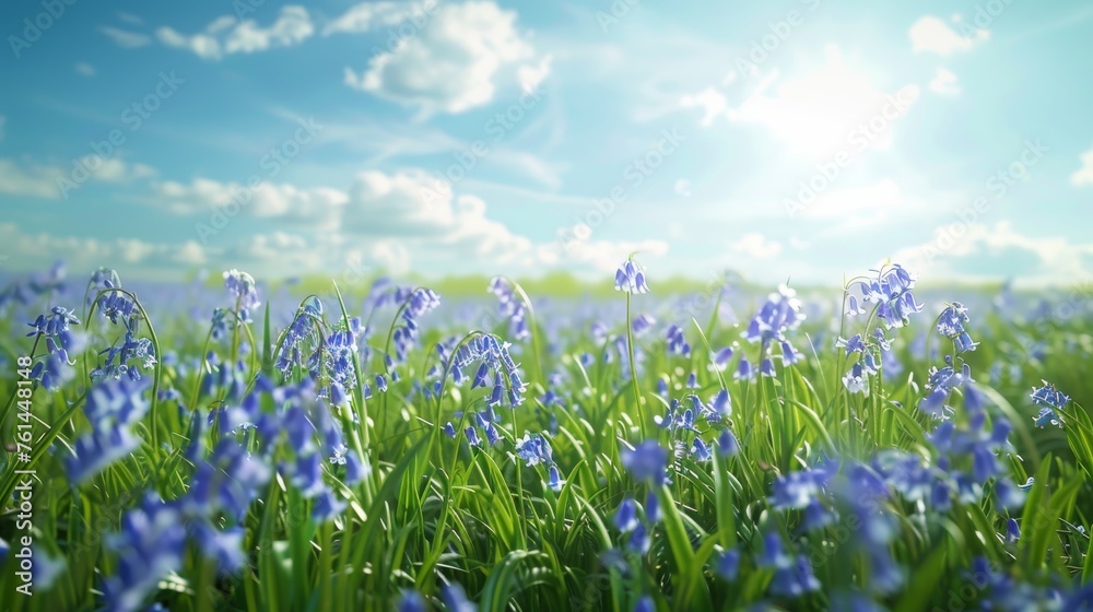 Peaceful bluebells in morning light