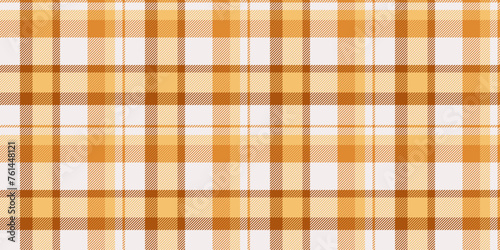 Place fabric texture seamless, festive tartan check pattern. Discount background textile plaid vector in orange and white colors.
