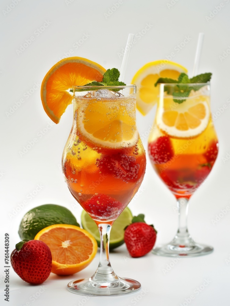 Refreshing summer mocktail with tropical fruits Refreshing summer mocktail with tropical fruits