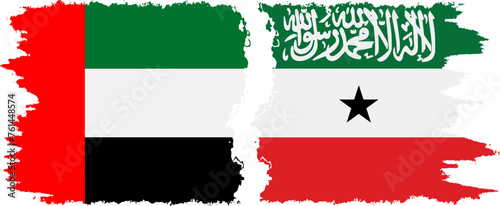 Somaliland and United Arab Emirates grunge flags connection vector