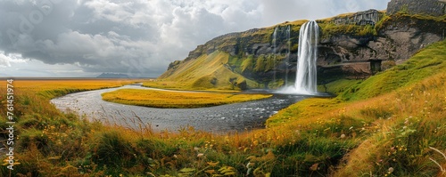 View of Seljalandsfoss waterfall