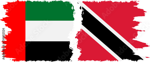 Trinidad and Tobago and United Arab Emirates grunge flags connection vector
