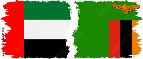 Zambia and United Arab Emirates grunge flags connection vector