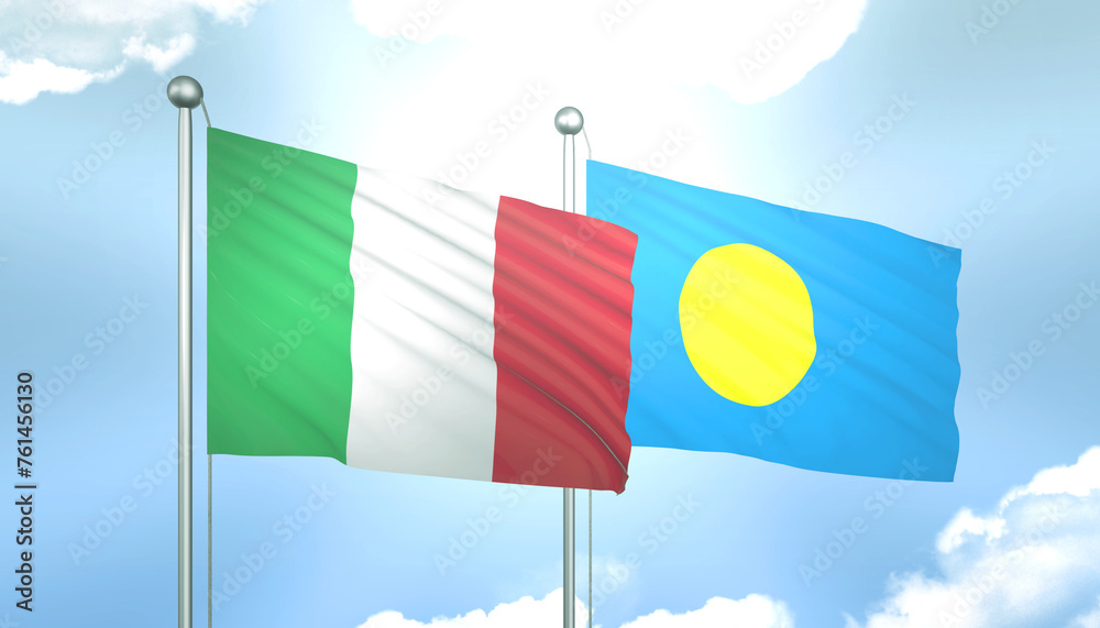 Italy and Palau Flag Together A Concept of Relations Italy and Palau Flag Together A Concept of Relations