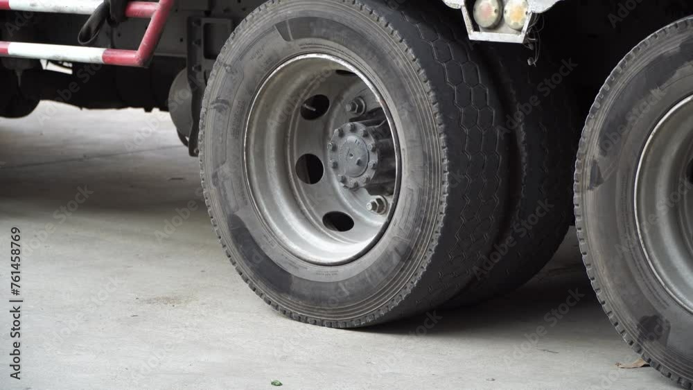 Lorry with cargo trailer drives back into parking.Сlipping path is included Lorry with cargo trailer drives back into parking.Сlipping path is included