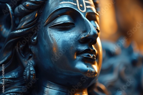 Deity statue with meditative gaze, Fictional Character Created By Generated AI photo