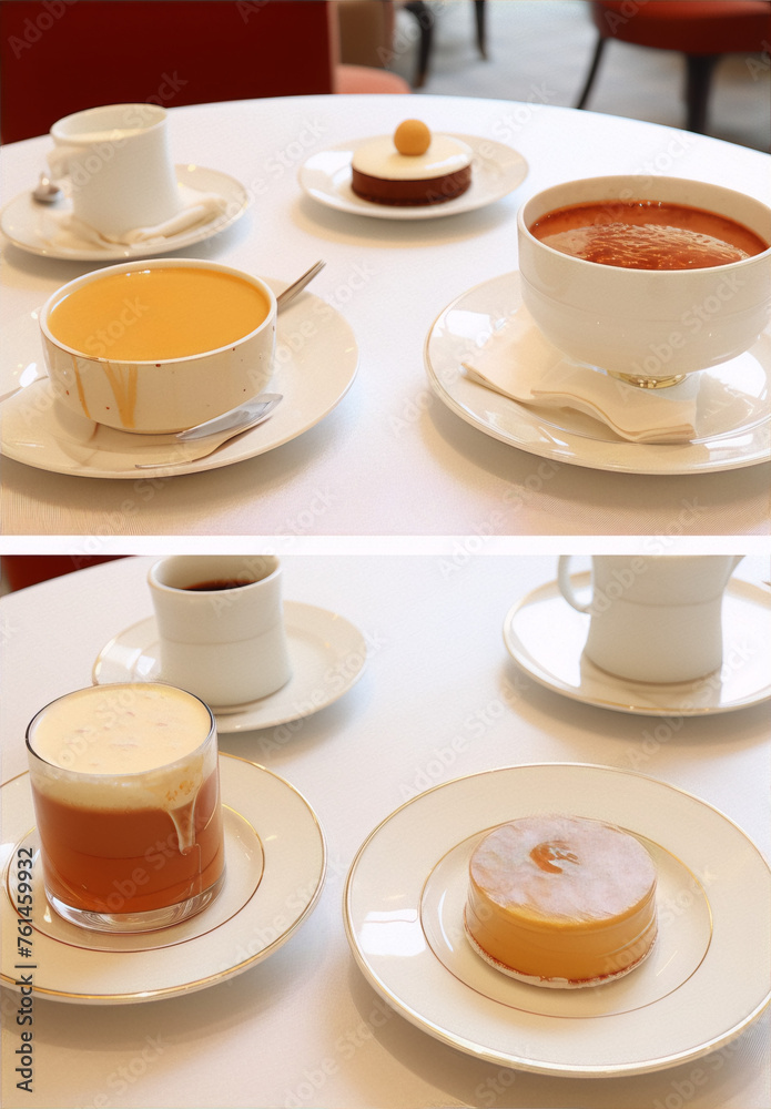 Fine dining food photography of a variety of dishes with warm colors. Fine dining food photography of a variety of dishes with warm colors.