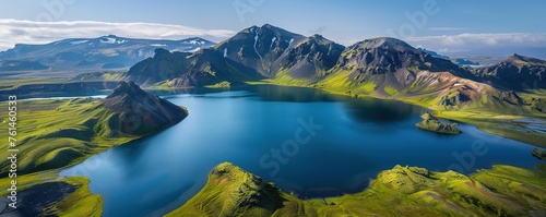 Aerial view of Frostastadavatn lake