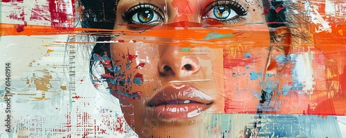 Collage print woman portrait