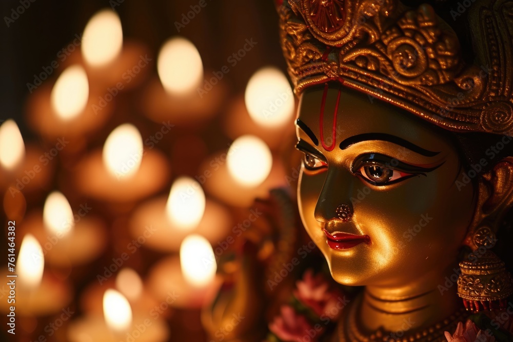 Little Golden Statue with Glowing Eyes - Divine Light