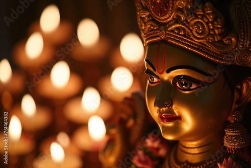 Little Golden Statue with Glowing Eyes - Divine Light