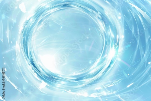 明るい光の中で水が回転しながら跳ねている背景写真（潤い・化粧水・ウォーター・躍動感）