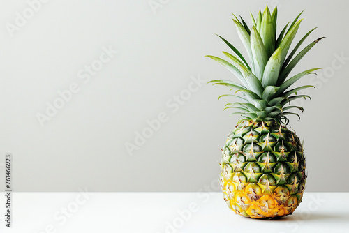 horizontal image of a pineapple over a neutral background, copy space. Generative AI